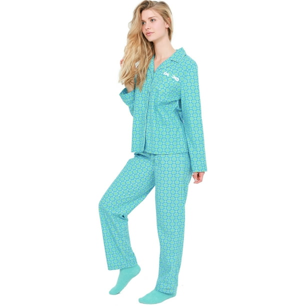Cozy & Curious Women's Sleepwear 3-Piece Flannel Pajama Set Pajama Top,  Pants and Socks PJ Set for Women 
