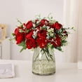 thumbnail image 4 of Peonías artificiales de seda, ramo de peonías artificiales, peonías falsas, ramos de flores artificiales para jarrones, arreglos florales, bodas, decoración de mesa para el hogar, color rojo, 4 of 7
