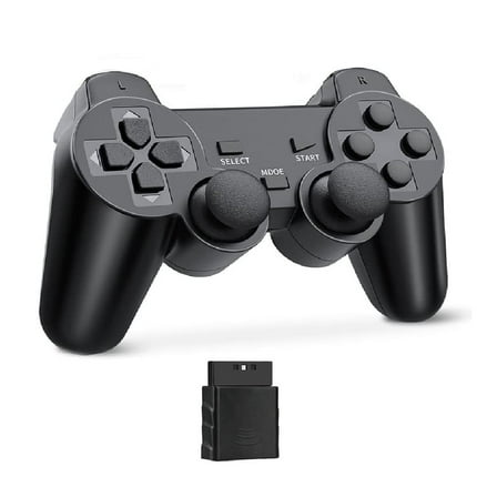 RetroFam PS2 Controller Wireless for Playstation 2 Game Console, Black
