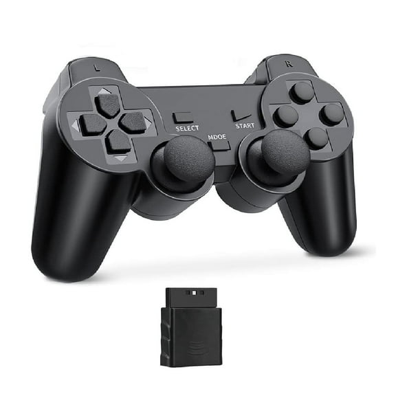 RetroFam PS2 Controller Wireless for Playstation 2 Game Console, Black