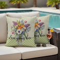thumbnail image 5 of Purple Orange Flower Pillow Covers 2 Pack Tulips Love Grow Here Vintage Green Striped Pillowcase Waterproof Outdoor Throw Pillow Cover for Patio Garden Square Cushion 26”x26”, 5 of 9
