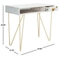 thumbnail image 5 of SAFAVIEH Raveena Mid-Century w/ Drawer Writing Desk, Mix White/Brass, 5 of 14