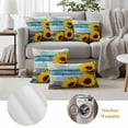 thumbnail image 6 of Spring Sunflowers Outdoor Waterproof Pillow Covers, Yellow Floral Turquoise Farmhouse Wood Grain Decorative Square Throw Pillowcase Sofa Cushion Sham for Patio/Couch/Chair, 20"x20" 2 Pack, 6 of 8