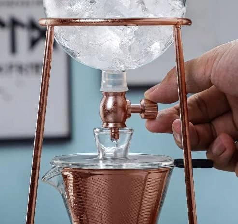 Nispira Iced Coffee Cold Brew Drip Coffee Maker Stainless Steal Rose Gold , 400mL, Borosilicate Glass