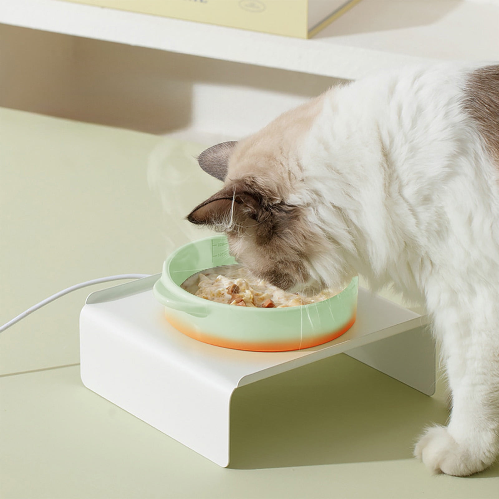 Heated Ceramic Water Bowl for Cats and Dogs, USB-Powered Constant Temperature Pet Bowl with Quiet Pump, Winter Warm Water Bowl Indoor Use