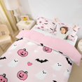 thumbnail image 3 of Homewish Girly Cute Halloween Ghost Bedding,Pumpkin Bat Heart Print Duvet Cover Full,Light Pink Black,Pink Reversible,3-Piece,1 Duvet Cover and 2 Pillowcases, 3 of 6