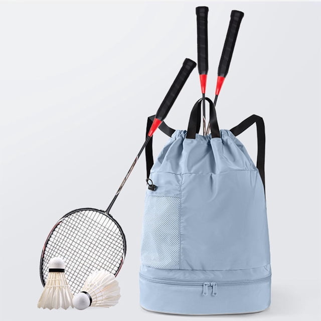 Mochilas de malla con cordón para natación, bolsa de transporte de baloncesto plegable, bolsa de gimnasio deportiva para fútbol, viajes al aire libre Azul