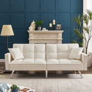 Oaks Aura Velvet Sofa Couch Bed with Armrests and 2 Pillows for Living Room and Bedroom