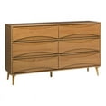 thumbnail image 1 of 58" 6-Drawer Solid Wood Dresser with Curved Front Detail - Caramel, 1 of 6