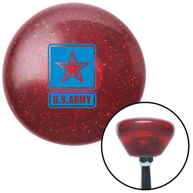 Blue US Army Insignia Red Retro Metal Flake Shift Knob with M16 x 1.5 Insert Auto Brody