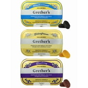 GRETHER'S Pastilles Sugarfree Blackcurrant, Elderflower & Blueberry, Natural Remedy Dry Mouth Relief, Soothing Throat & Healthy Voice, 3.75 oz -3 Pack
