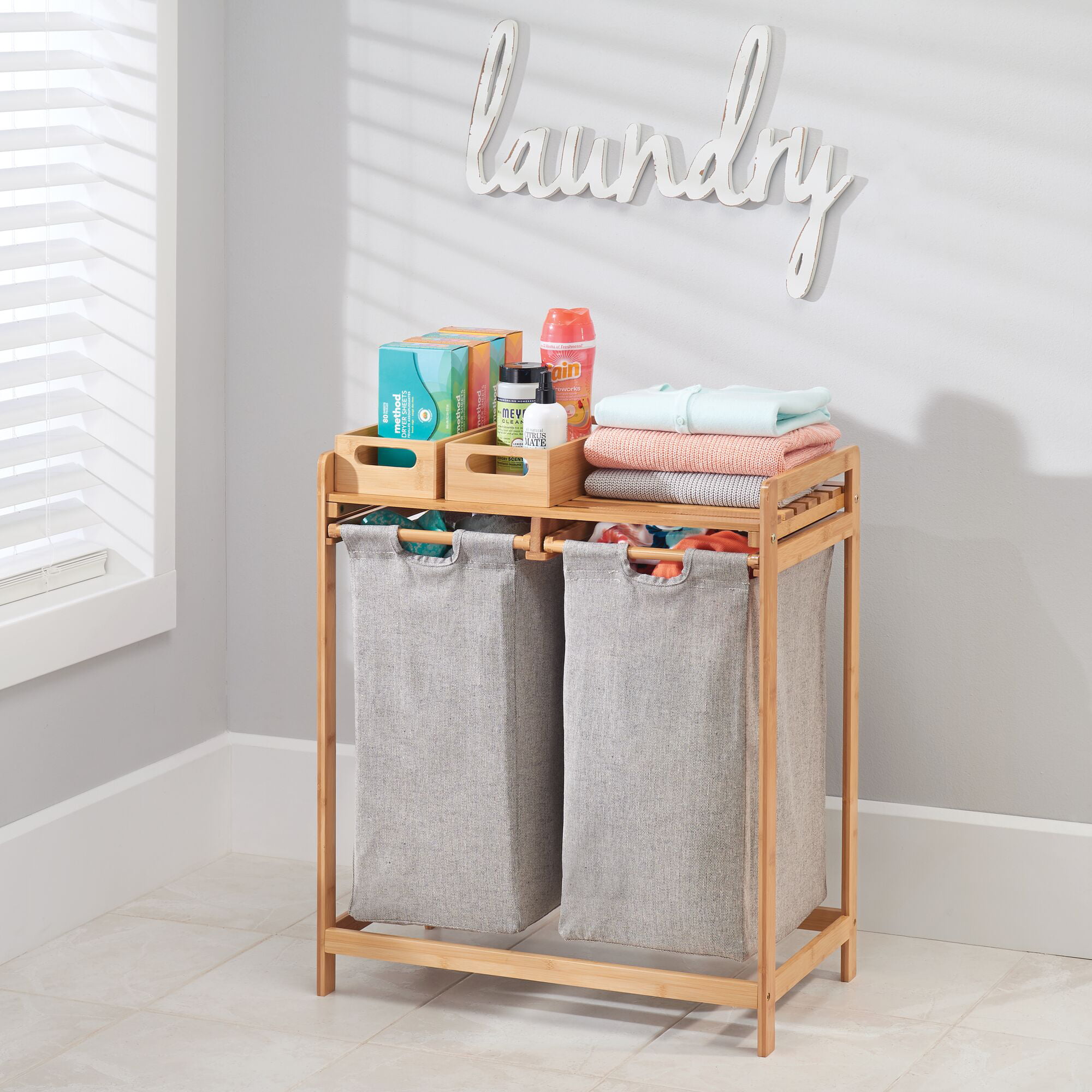 Laundry Baskets 2 Pack, 60L Bamboo Collapsible Laundry Hamper, Freestanding Clothes  Hamper with Cutout Handles - China Hamper and Laundry Basket price