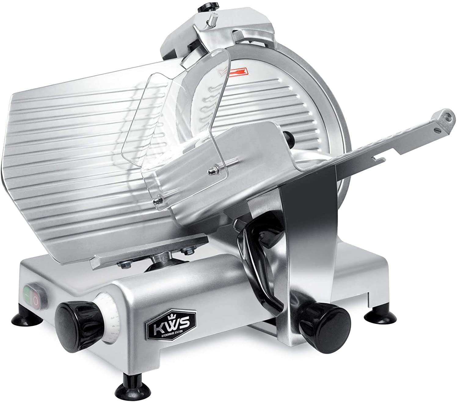Stainless Steel Blade-Silver KWS Commercial 320w Electric Meat Slicer 10 Frozen Meat Deli Slicer Coffee Shop/restaurant and Home Use Low Noises 