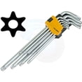 thumbnail image 2 of TOLSEN 9pcs Extra Long Arm Torx Hex Key Set Star with Shaft Pin Slot Wrenches, 2 of 5