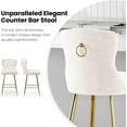 thumbnail image 5 of Bar Stools Set of 2, Velvet Counter Height Bar Stools with Metal Legs, Button Tufted and Nailheads Trim, Wing-Back Bar Chairs for Kitchen Island Dining Room Pub, 5 of 7