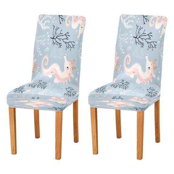 BZSMCE Chairs Slipcovers Dining Chair Covers Oil Pattern Of Seahorses Creative Pattern