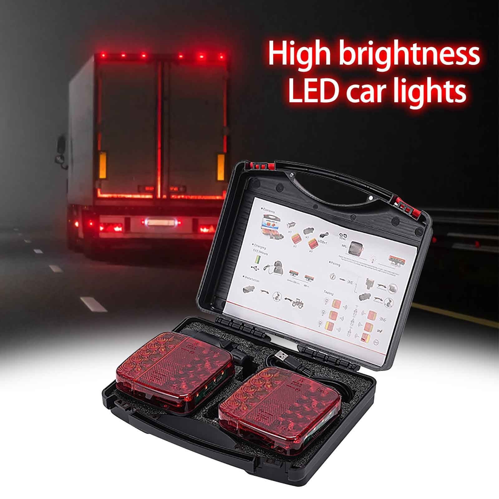 FastXmas Magnetic LED Trailer Towing Light Set, Hight Brightness LED Car Lights, Wireless Tail Stop Amber Turn Signal License Plate Lights for Car (10.6*8.6 Inch)