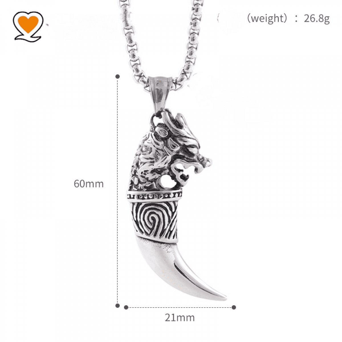Wolf Tooth Necklace Pendant Stainless Steel Keel Chain Strength Talisman Hawaiian Jewelry for Men Women