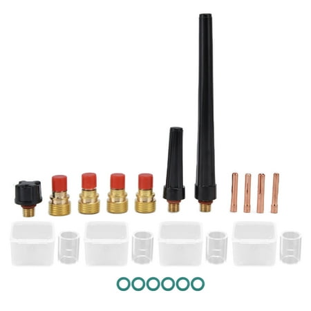 

Ymiko TIG Welding Torch Kit Welding Torch Back Caps 21Pcs TIG Welding Torch Kit Collets Glass Cups Back Caps Accessories For WP‑9 20 25 Model 300A