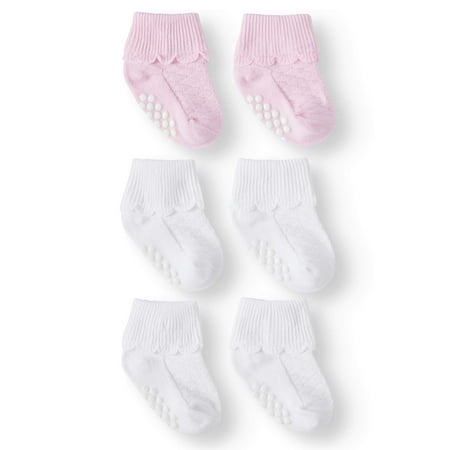 Jefferies Socks Non-Skid Scalloped Turn Cuff Socks, 6-Pack (Baby