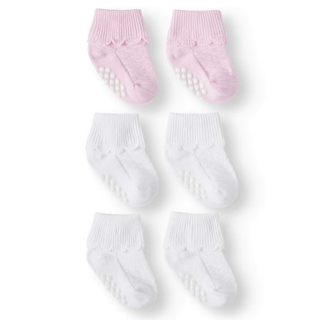 Turn Cuffs Non Skid - Jefferies Socks Non-Skid Scalloped Turn Cuff Socks, 6-Pack (Baby Girls)