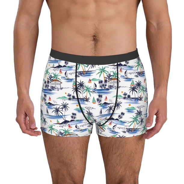 Balery Hawaii Palms Calzoncillos bóxer para hombre, ropa interior de algodón suave y transpirable con cinturilla de nailon-Small
