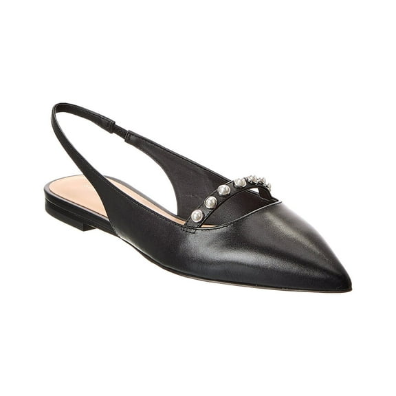 Stuart Weitzman Pearl Leather Slingback Flat, 7.5, Black