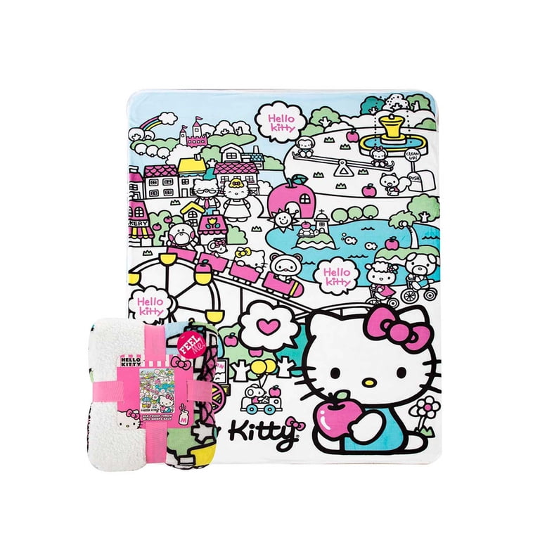Hello Kitty My Cute World Kids Silk Touch Plush Sherpa Throw