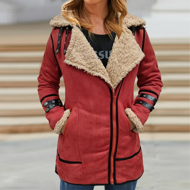 JDEFEG Womens Western Fashion Men Plus Size Winter Coat Lapel