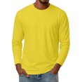 thumbnail image 2 of Dresfit Thermal Shirts for Men Solid Color Big and Tall Tshirts 2025 Oversized Long Sleeve Crew Neck Muscle Shirt Fall Stretch Lightweight Button Fashion Yellow 3XL, 2 of 7