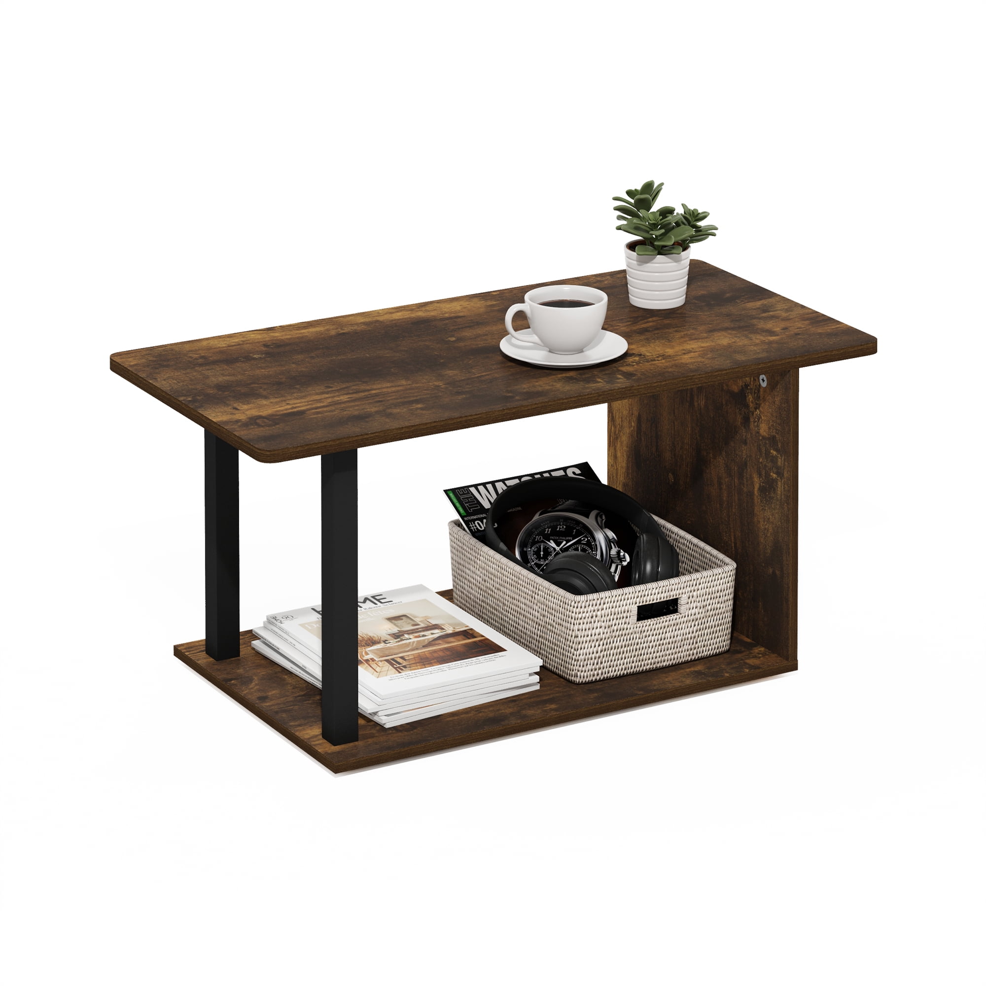 Furinno Basic Home Living Coffee Table, Amber Pine/Black
