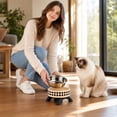 thumbnail image 5 of Elevated Stainless Steel Cat Food Bowl, 2 Pack Raised Feeding Dish for Cats, Non-Slip Printed Pet Bowls for Food and Water(5.71*5.71*3.35in,Black), 5 of 5