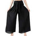 thumbnail image 1 of VISgogo Pantalones Mujer, Color Sólido/Patrones Impresos Cintura Alta Amarrar Pantalones Largos Sueltos para Primavera Otoño, S/M/L/XL/XXL VISgogo  moda, 1 of 7