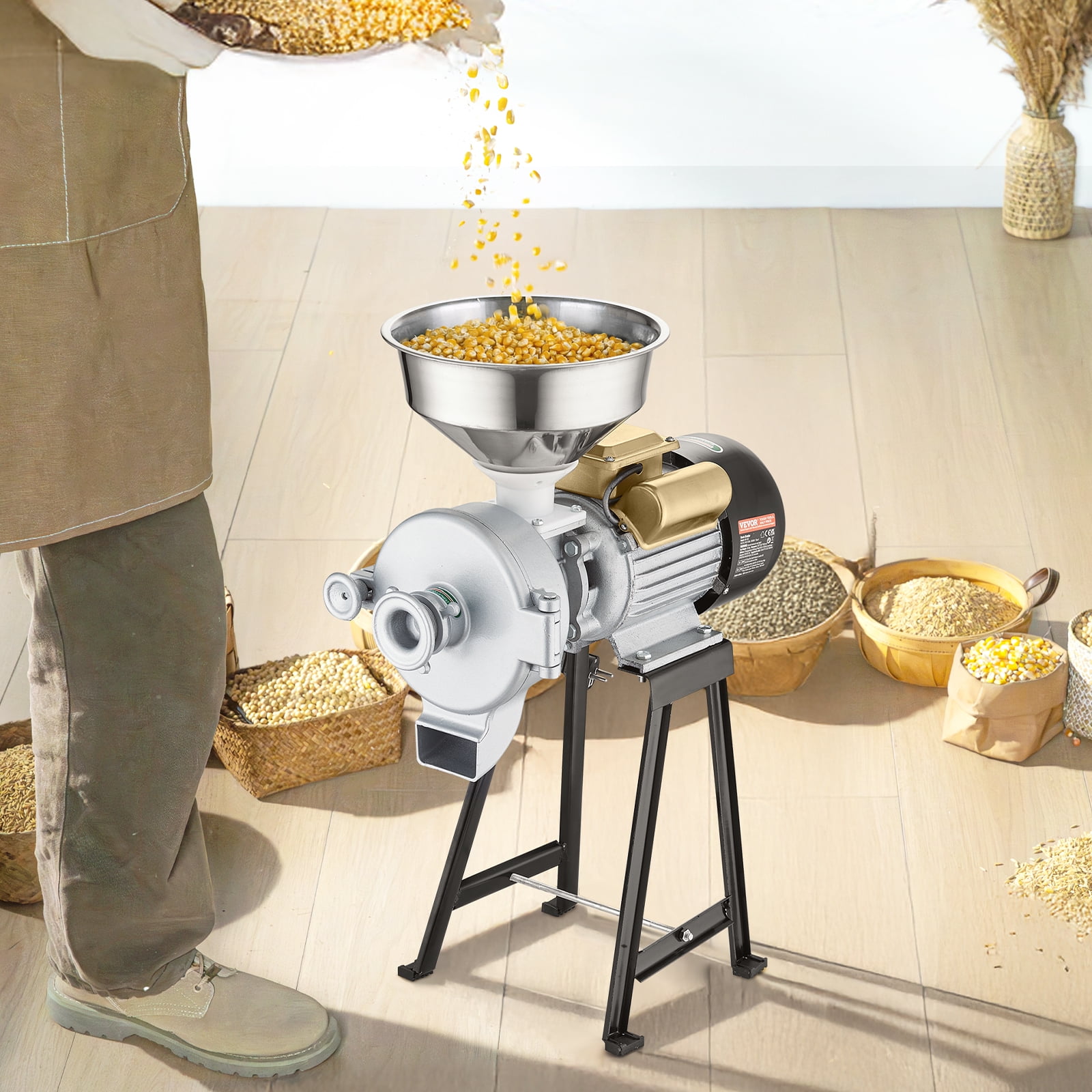 VEVOR 3000W Electric Grain Mill Grinder 110V Spice Grinders Corn Wheat Flour Cereal Mill Wheat Grinders & Dry & Wet Grinder