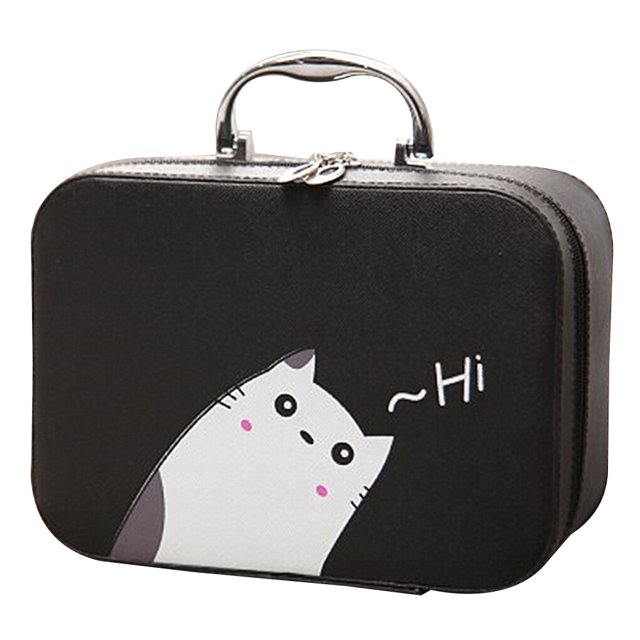 Multifunctional Cartoon Portable Travel High Capacity Double Layer Makeup makeup case PU Cosmetics Case Box