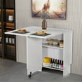 Folding Dining Table with 2 Layers Storage, 3 in 1 Movable Folding ...