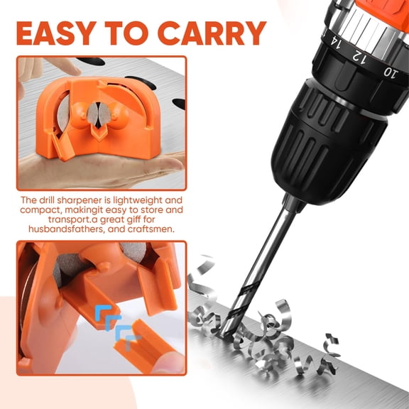 Portable Drill Bit Sharpener For Electric Drills - Equipped With 3 Drill Bit Rests, 2 Grinding Discs & Industrial Diamond Wheels, Quick Easy Sharpening For 5/64"-5/8" Drill Bits