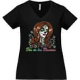 thumbnail image 3 of Inktastic Día de los Muertos Woman in Sugar Skull Makeup Women's Plus Size V-Neck T-Shirt, 3 of 5