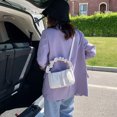 thumbnail image 2 of Bolsa de hombro de color caramelo para mujer, de mano de PU con volantes plisados ​​(blanco) Likrtyny Para Estrenar, 2 of 9