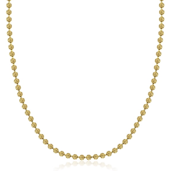 PORI JEWELERS 925 Sterling Silver 3mm, 4mm, 5mm Moon Cut Bead Chain Necklace - Made in Italy - Yellow, Silver