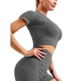 thumbnail image 2 of VASLANDA Women's Yoga Gym Crop Top Compression Workout Athletic Short Sleeve Shirt, 2 of 6