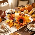 thumbnail image 5 of Harvest Festival Maple Leaf Sunflower Candlestick Wreath, Artificial Floral Candle Ring, Simulated Flower Decor for Halloween Thanksgiving Terrace Table Patio Holiday Decoration, 5 of 6