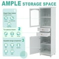thumbnail image 5 of M optimized Tall Storage Cabinet, Modern Cabinet with Glass Door, Freestanding Floor Cabinet with Adjustable Shelves & 2 Drawer for Bathroom Kitchen Living Room, 5 of 9