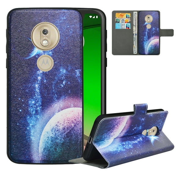 Labanema Motorola Moto G7 Power Case with Kickstand, 2 in 1 Detachable Magnetic Protective Folio Flip Cover for Motorola Moto G7 Power (Planet)