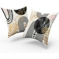 thumbnail image 5 of Pink and Black Boho Pillow Covers Set of 4 16x16 Inch Tropical Leaf Throw Pillows with Mid Century Modern Geometric Design for Living Room Couch Decor Perfect for Bohemian Interiors, 5 of 6