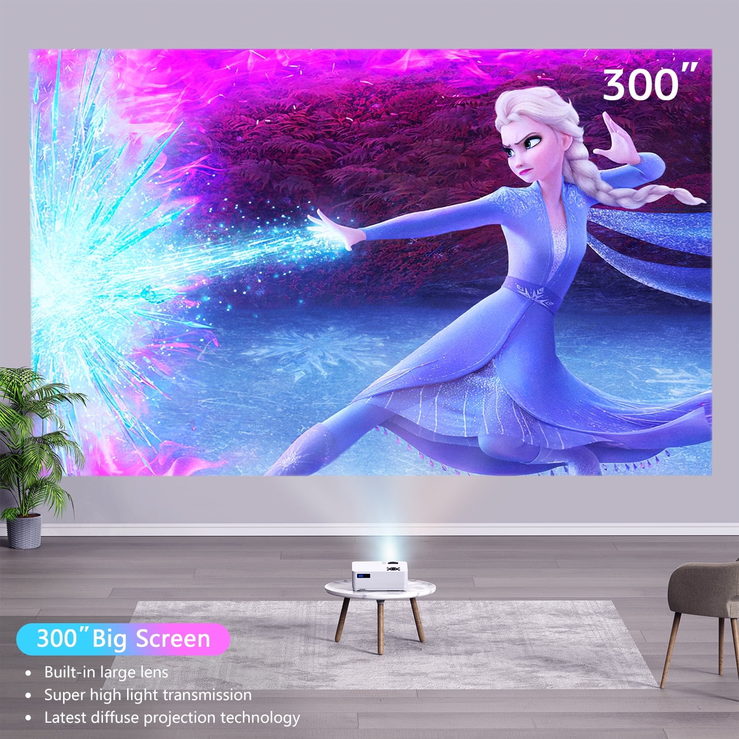 Native 1080P 5G WiFi Bluetooth Projector (Carrying Bag Included), 15000LM Full HD Movie Projector, LCD Technology 300" Display Support 4k Home Theater for Outdoor Movies