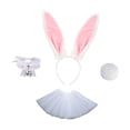 thumbnail image 4 of Diadema con orejas de conejo de Pascua y cola para niños, moderna diadema con tutú para fiesta de carnaval Blanco, 4 of 9