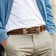 thumbnail image 5 of Woaeety Leather Braided Belts for Men, 1 3/8" Casual Woven Leather Belt for Men Jeans Golf Dress Pants with Gift Box, 5 of 11