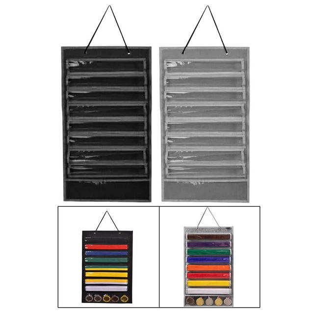 2 piezas Taekwondo Belt Display a prueba de polvo Durable Rack Fieltro Colgar en la pared Adultos Artes marciales Belt Display Belt Display Holder para ocho cinturones 5 negro y gris Soledad none