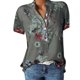 thumbnail image 1 of ICHUANYI Clearance Fashion Woman Causal V-Neck Printing Blouse Short Sleeve T-Shirt Summer Button Pockets Tops(Gray, XXL) ICHUANYI WER2023080913093, 1 of 6